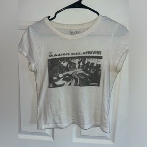 White Short Sleeved Musical Writing Shirt